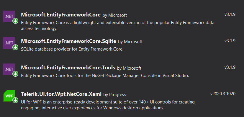 entityframework-telerik-nugets