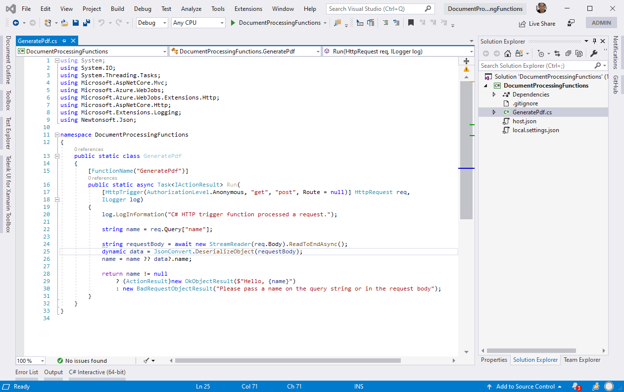 GeneratePdf Function Start