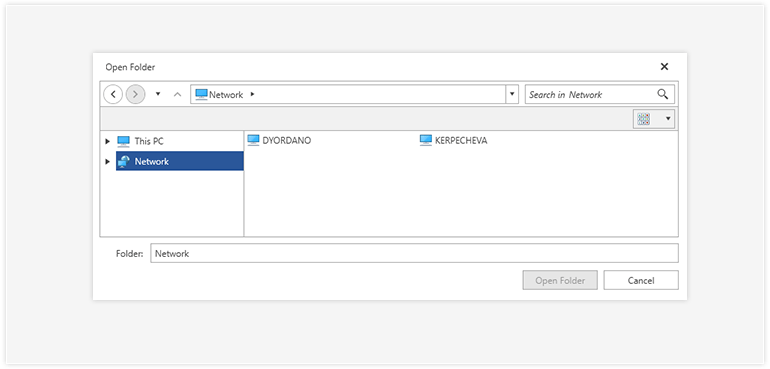 Telerik UI for WPF - FileDialogs - NetworkLocations Image