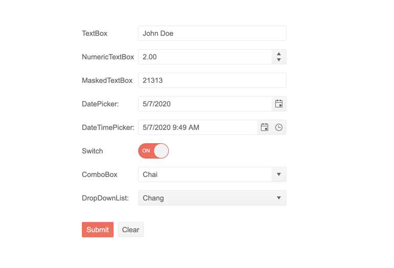 Telerik UI For ASP.NET Core Forms-Items