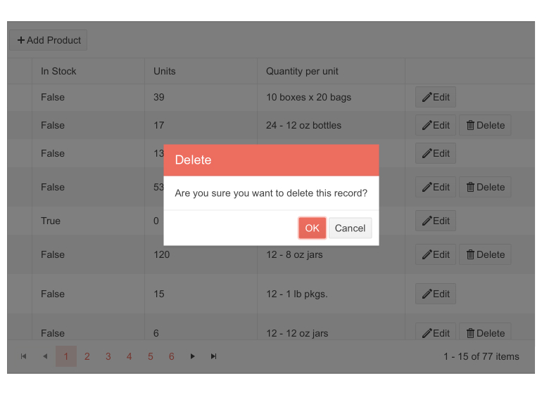 Telerik Blazor Grid Component – Delete Confirmation