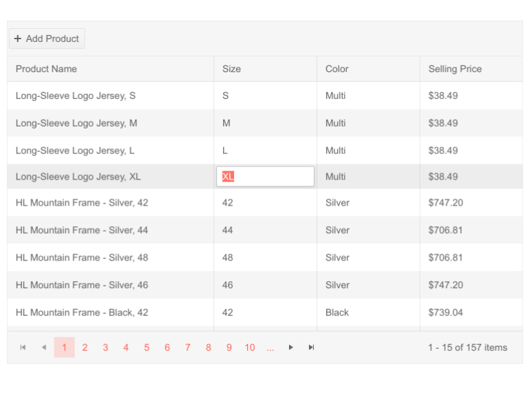 Telerik UI for Blazor Grid - Excel like editing