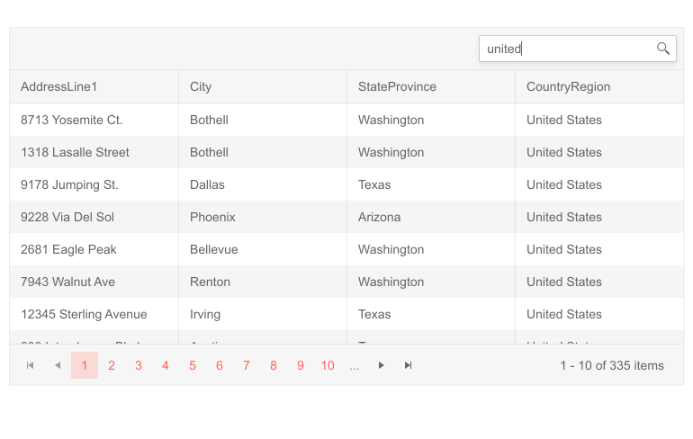 Telerik UI for Blazor Grid Search Box Telerik UI for Blazor Grid Search Box