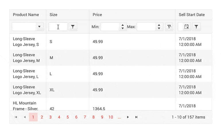 Telerik UI for Blazor Grid Custom Filter Row Telerik UI for Blazor Grid Custom Filter Row