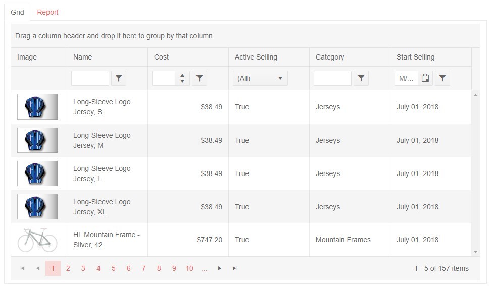Grid View of the application Grid View of the application