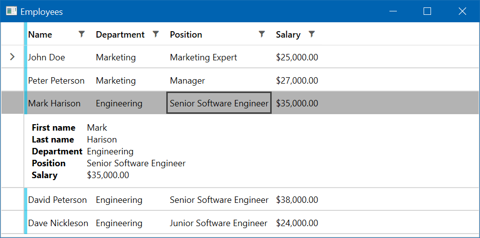 WPF DataGrid Row Details WPF DataGrid Row Details Image