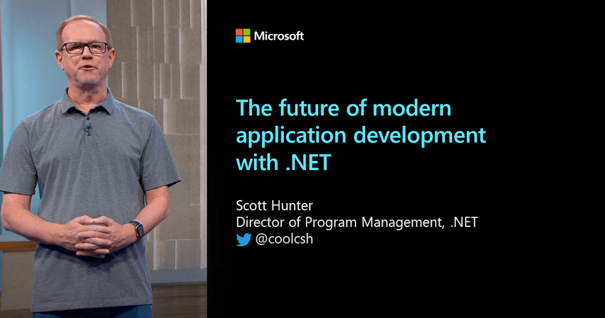 HunterDotNetTalk Scott Hunter giving DotNet Talk, The future of modern application development with .NET