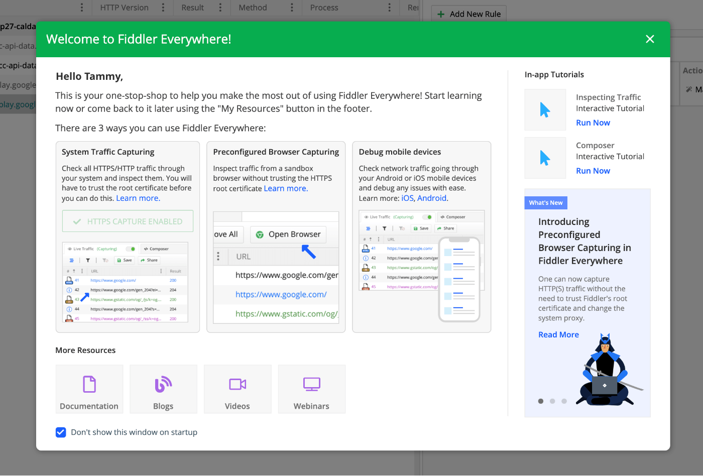 Fiddler Everywhere User Interface