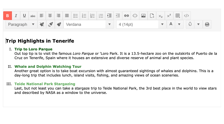 jQuery Editor - Create a list with Roman Numerals