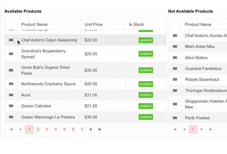 Telerik UI for ASP.NET MVC Grid Rows Drag & Drop