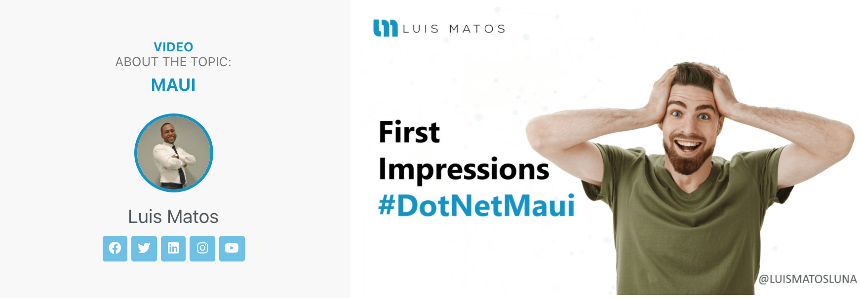 MauiImpressions Promo for Maui Impressions video, with Luis Matos holding his head in amazement