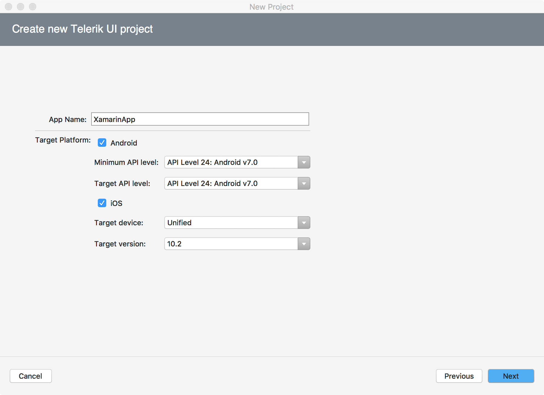 UI for Xamarin ProjectWizard UI for Xamarin ProjectWizard