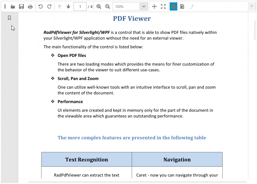 RadPdfViewer-Bookmars