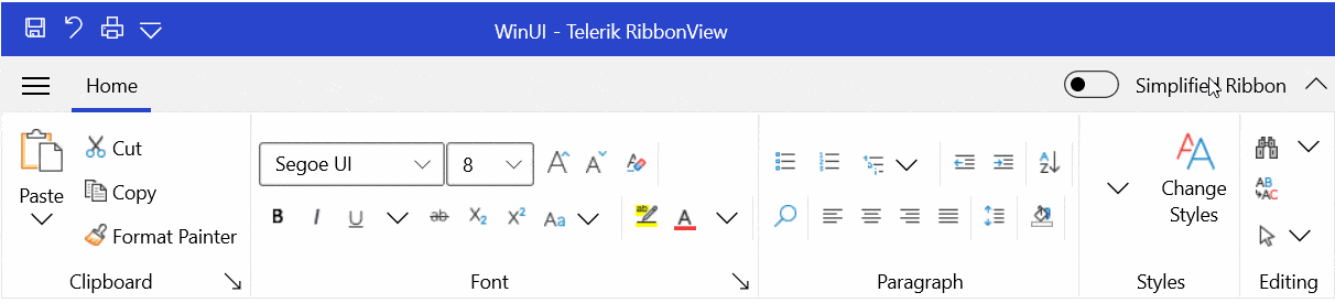 RibbonView Simplified Mode RibbonView Simplified Mode