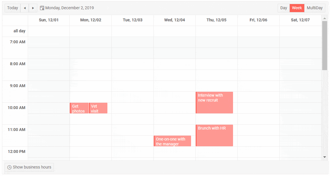 Telerik UI for Blazor Scheduler