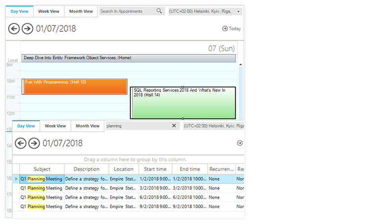 Telerik UI for WinForms - Scheduler - Search Image