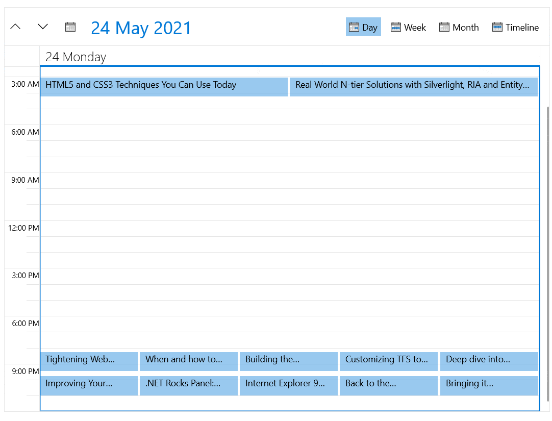 scheduler-view-definitions scheduler-view-definitions include Day, Week, Month, Timeline