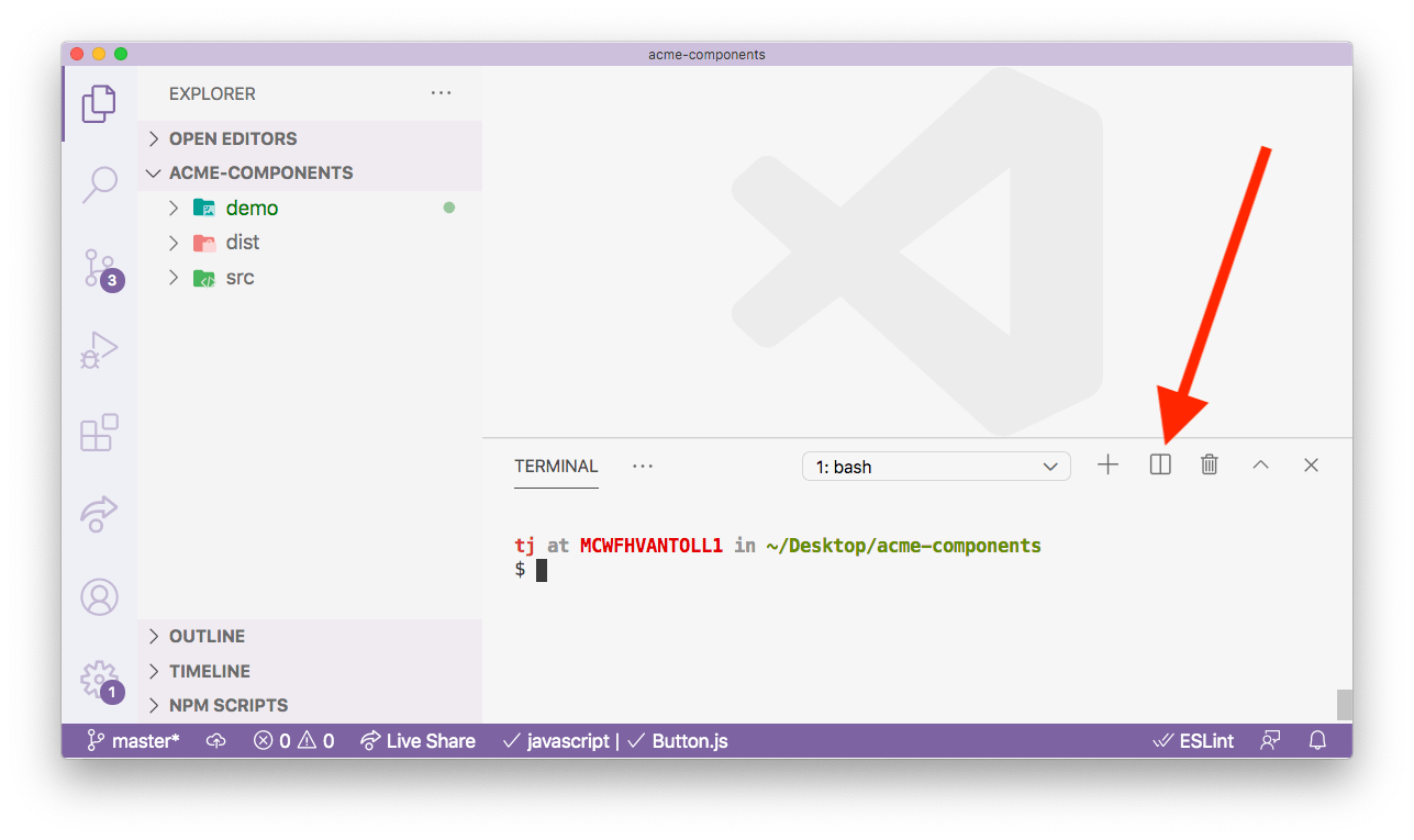 The button to split editors The button to split editors
