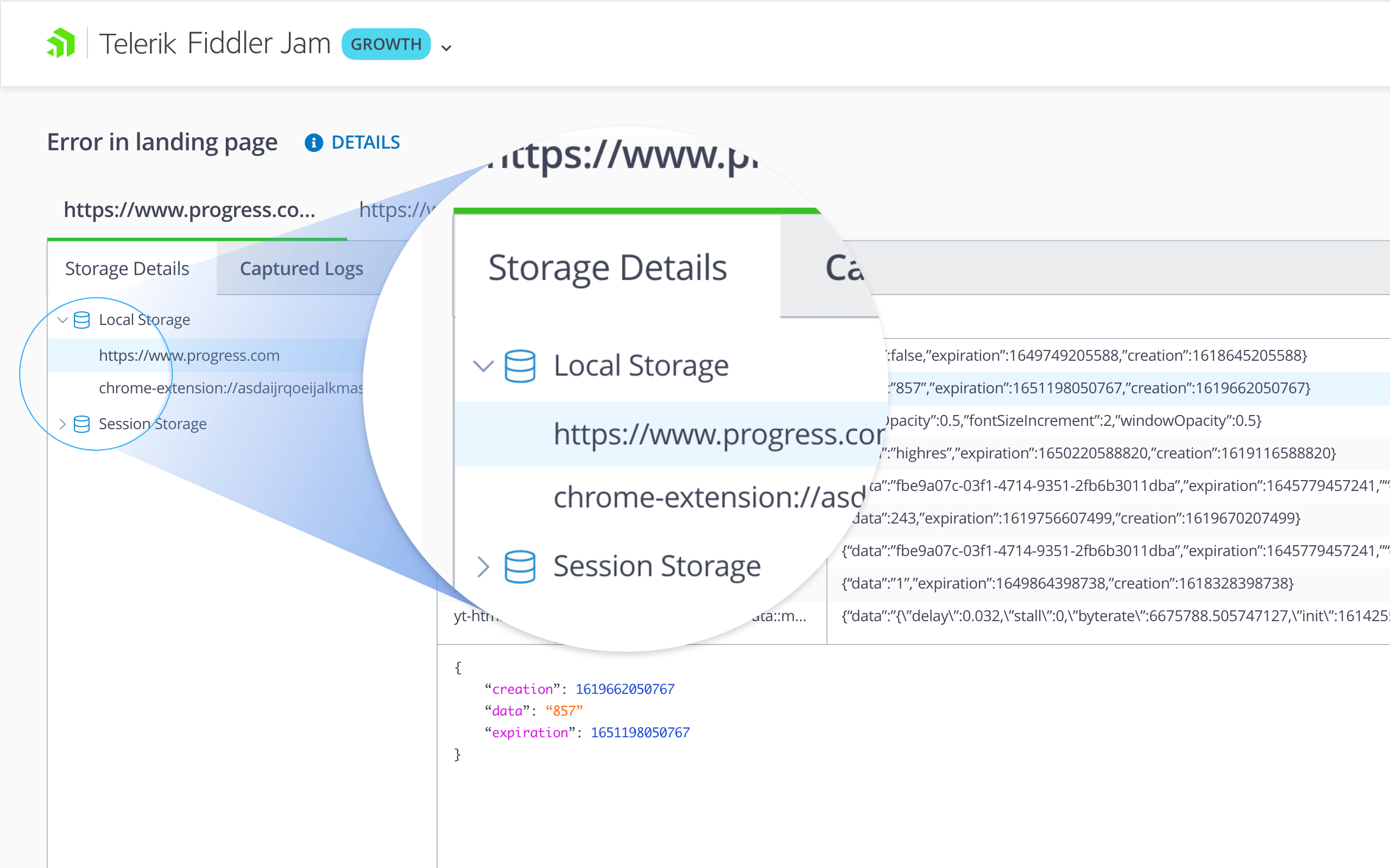Fiddler Jam - Storage Details Fiddler Jam - Storage Details - local storage and session storage