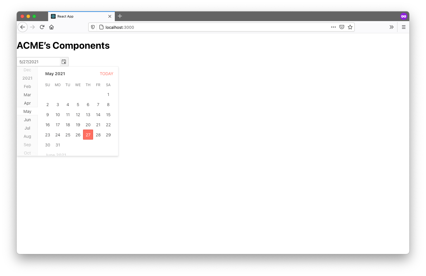 A correctly styled datepicker A correctly styled datepicker - a nice calendar shows up