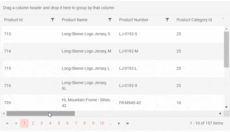 Telerik Blazor Grid Column Virtualization