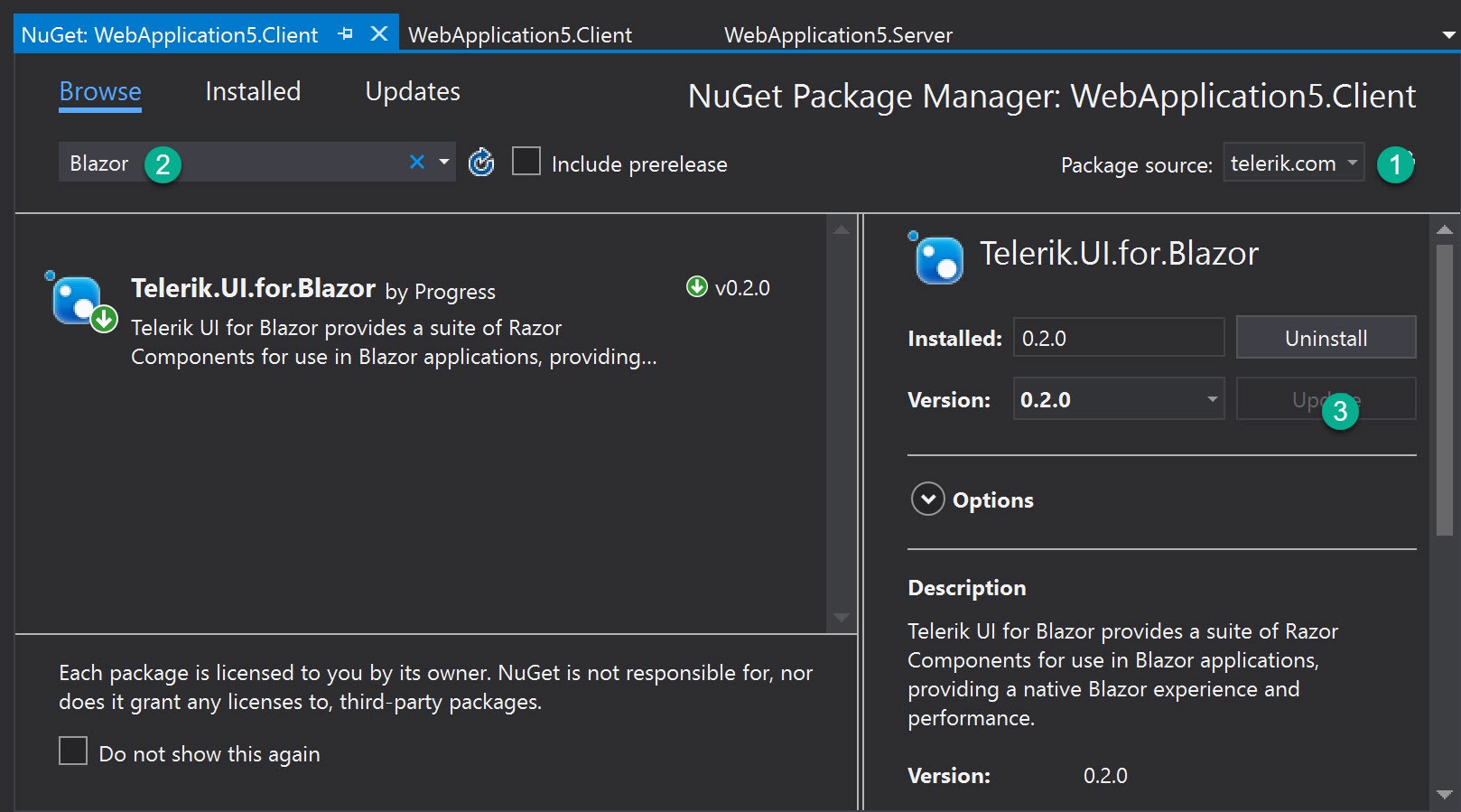 Telerik UI for Blazor Nuget Telerik UI for Blazor Nuget