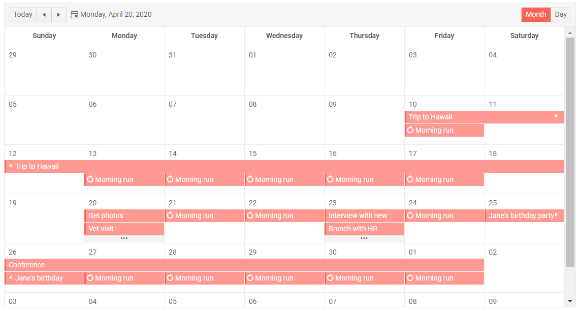 Telerik UI Blazor Scheduler Month View