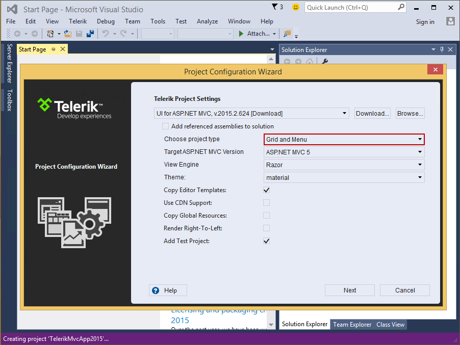 Telerik MVC Project Config Wizard Telerik MVC Project Config Wizard