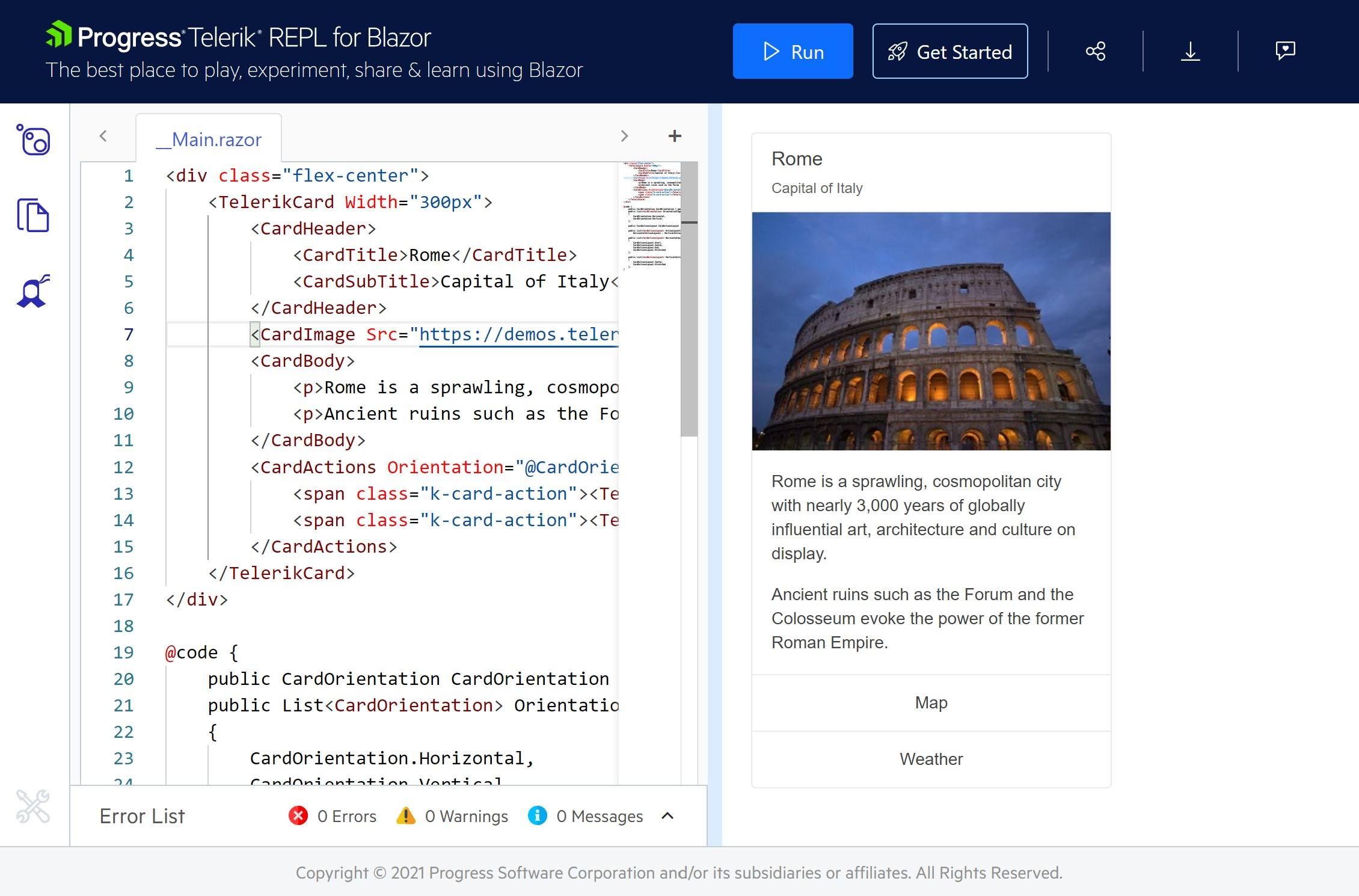 Telerik Blazor REPL Code Runner Telerik Blazor REPL Code Runner