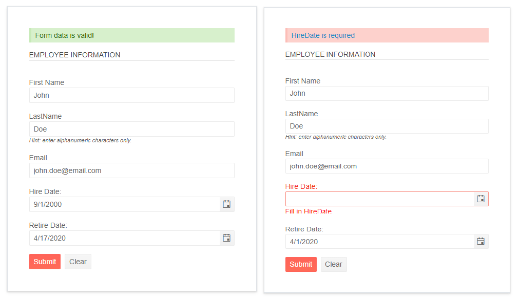Telerik UI for ASP.NET MVC Form Built-In Validation Telerik UI for ASP.NET MVC Form Built-In Validation