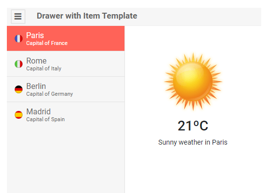Telerik UI for Blazor Drawer Item Template Telerik UI for Blazor Drawer Item Template
