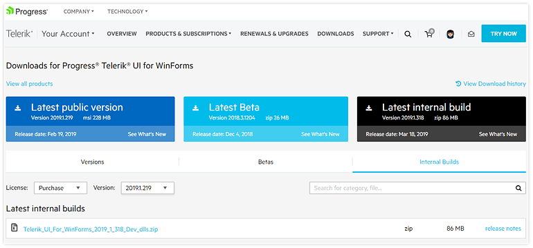 Telerik-UI-for-WinForms---Latest-Internal-Build