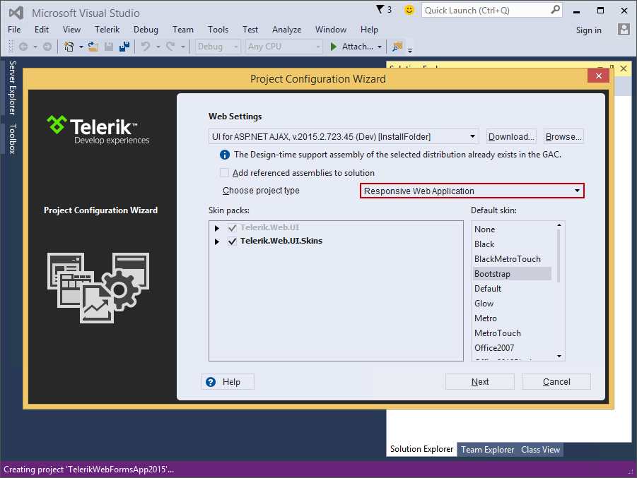 Telerik Web Forms Project Config Wizard Telerik Web Forms Project Config Wizard