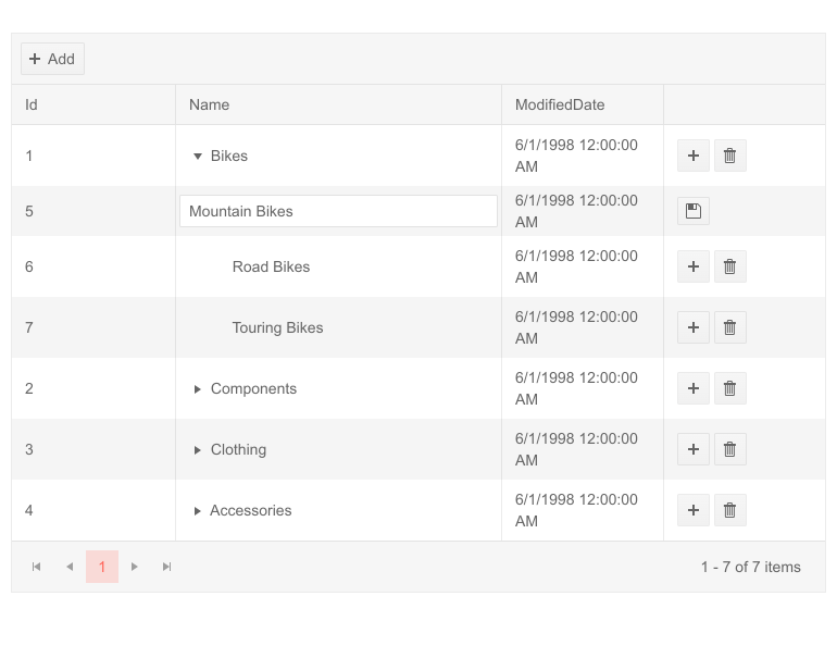 Telerik UI for Blazor TreeList InCell Editing Telerik UI for Blazor TreeList InCell Editing