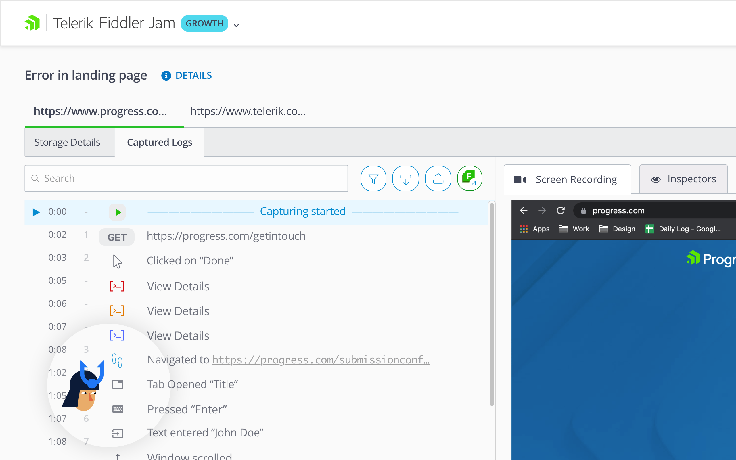 Fiddler Jam - User Events Fiddler Jam - User Events Capture Log