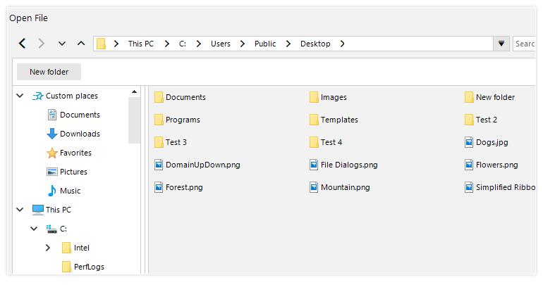 Telerik UI for WinForms File Dialogs - Custom Places
