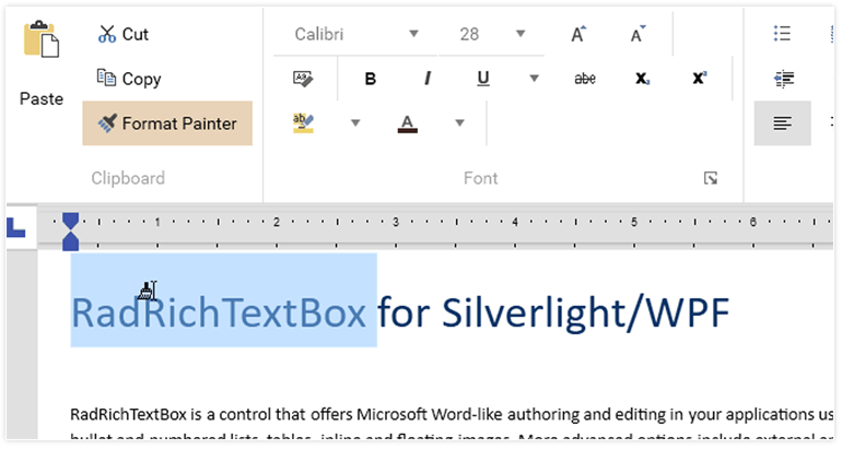 Telerik UI for WPF - RichTextBox - Format Painter Image