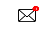 Xamarin_badge_text Xamarin_badge_text - an envelope app icon has a red badge with 11, showing 11 new messages