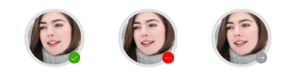 Xamarin_predefined_badges Xamarin_predefined_badges circular badges in green with a checkmark to show available, in red with a horizontal line to show unavailable, and in gray with a right arrow to show away.