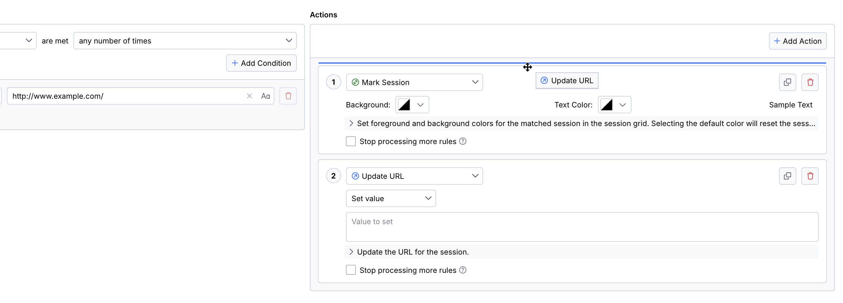 Fiddler Everywhere drag-drop-actions