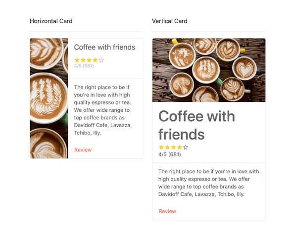 React Card - Orientation, KendoReact UI Library
