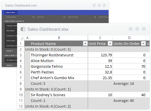 Exporting Content to Excel