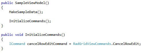 Initialize  RadGridViewCommands 