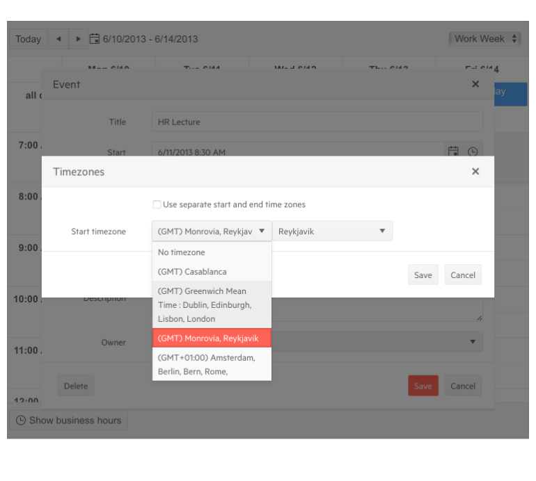 Telerik UI for ASP.NET Core Scheduler Time Zones Support