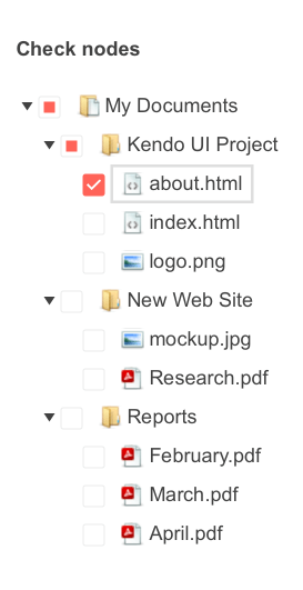 Telerik UI for ASP.NET Core TreeView - Checkboxes