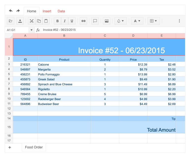 Telerik UI for ASP.NET MVC Spreadsheet Overview