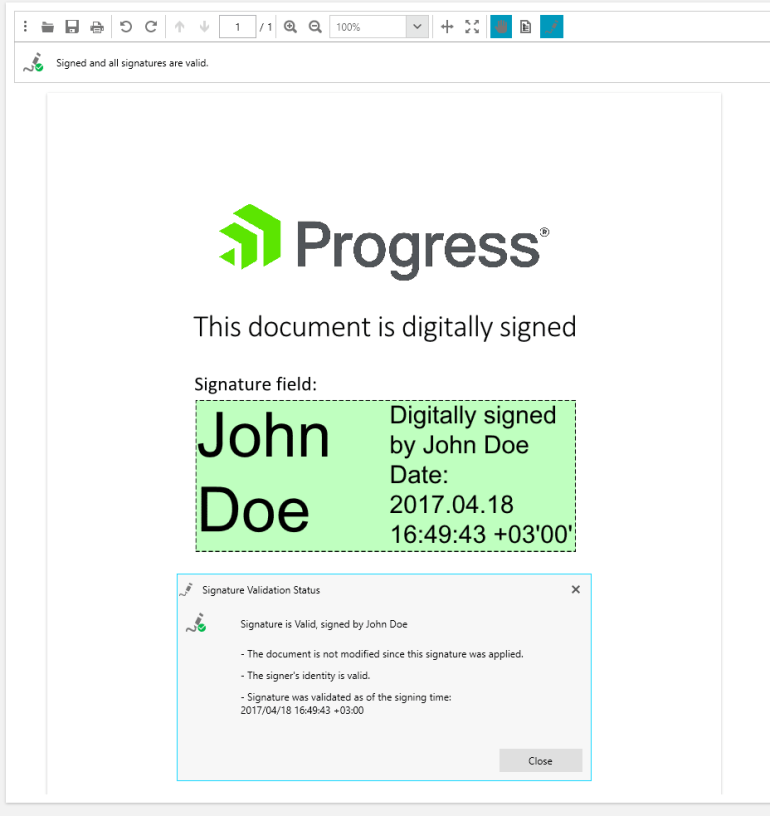 Telerik UI for ASP.NET MVC PdfProcessing- Digital Signature