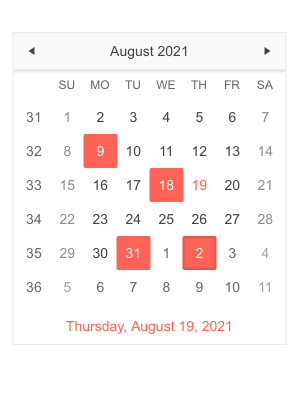 Telerik UI for ASP.NET MVC Calendar Multiple selection