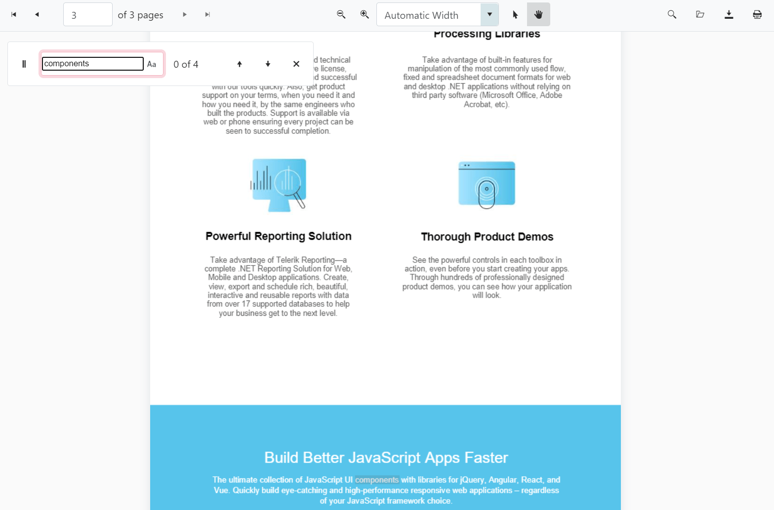 Telerik UI for ASP.NET MVC PDF Viewer additional features