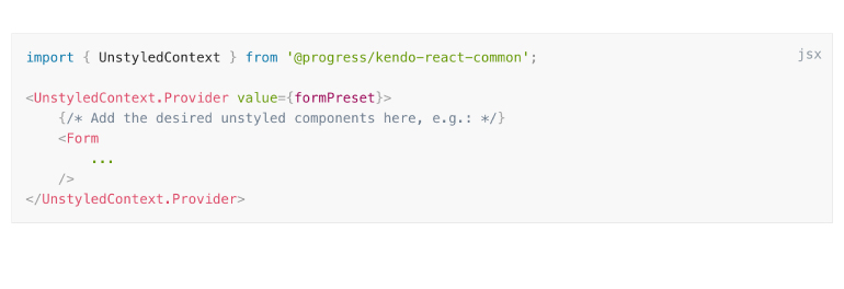 New KendoReact Unstyled mode